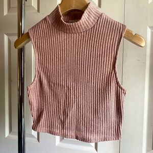 Urban Outfitters Pink Ribbed Sleeveless Turtleneck Top💫